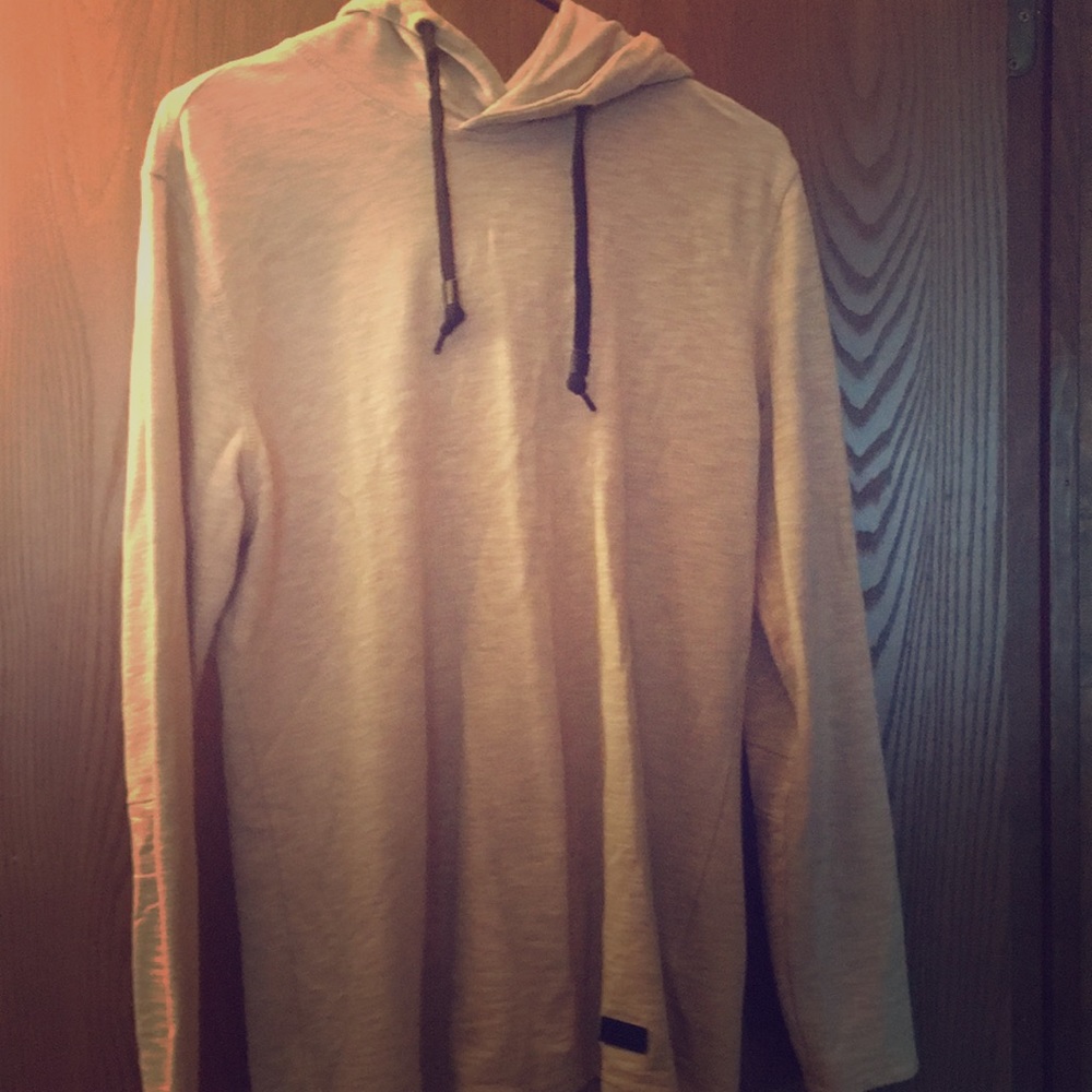Tan long sleeved hooded shirt